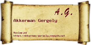 Akkerman Gergely névjegykártya